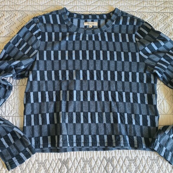 Madewell Tops - Madewell Blue Cropped Long Sleeve Top Size XL EUC